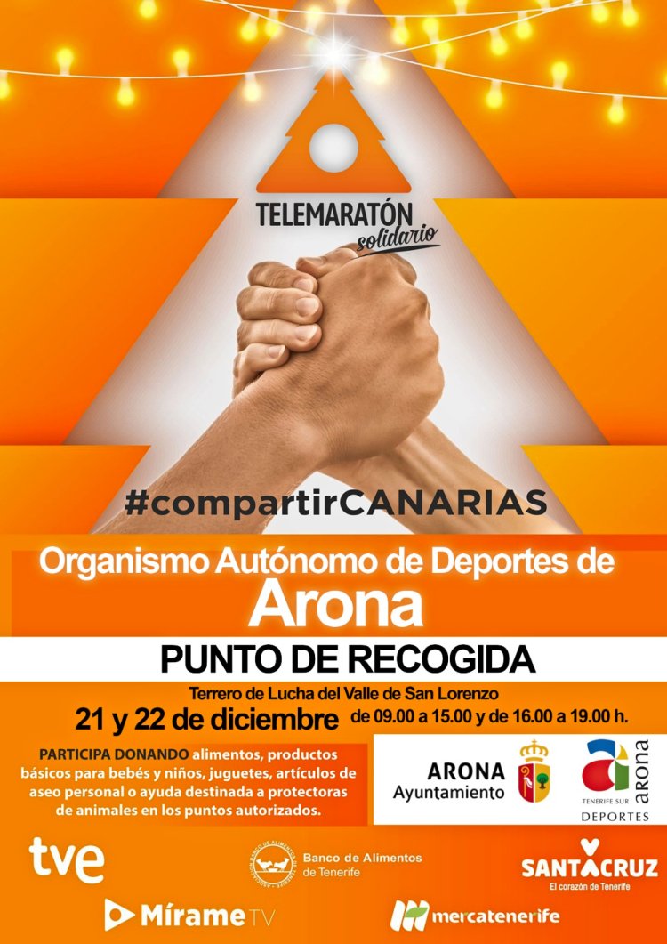 Arona, punto de recogida del Telemaratón Solidario de Mírame TV para la Comarca Sur los días 21 y 22 de diciembre