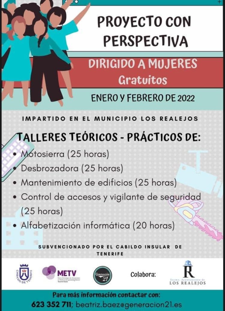 Los Realejos y Tenerife Violeta ofertan en enero y febrero 5 nuevas propuestas formativas gratuitas para mujeres