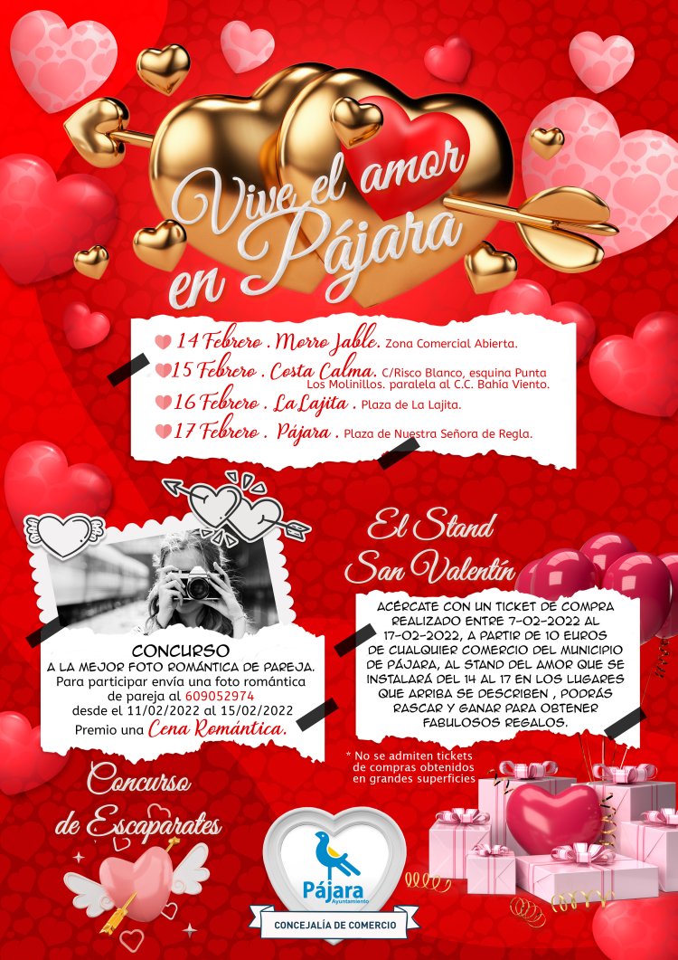 El Ayuntamiento celebra San Valentín con la iniciativa comercial ‘Vive el amor en Pájara’