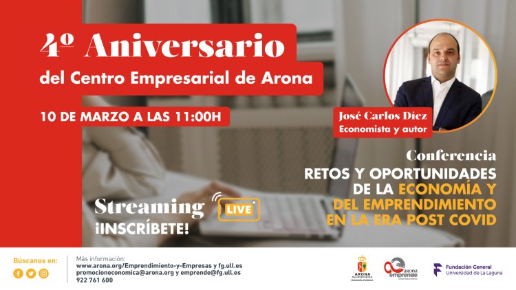 Arona celebra el cuarto aniversario del Centro Empresarial de Las Galletas con una conferencia del profesor José Carlos Díez