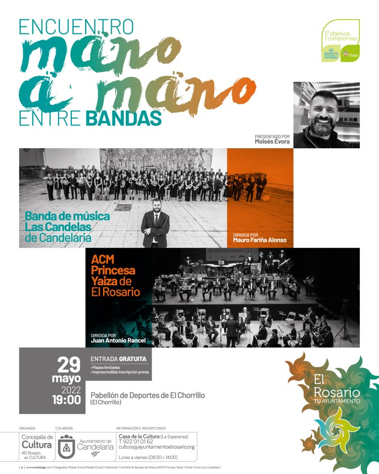 Las bandas de música de El Rosario y de Candelaria se citan en el Pabellón de El Chorrillo para un concierto "mano a mano".