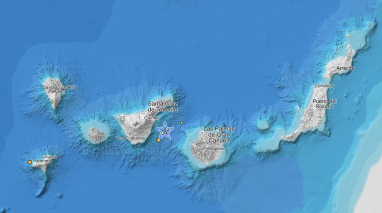 Registrado un terremoto de magnitud 2,9 entre Gran Canaria y Tenerife