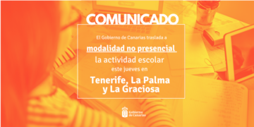 El Gobierno traslada a modalidad no presencial la actividad escolar este jueves en Tenerife, La Palma y La Graciosa