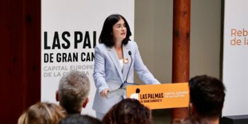 La alcaldesa de Las Palmas de Gran Canaria, Carolina Darias, en la presentación del lema de la candidatura LPGC'31