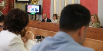 El concejal Hernández Spínola, durante el Pleno del mes de mayo