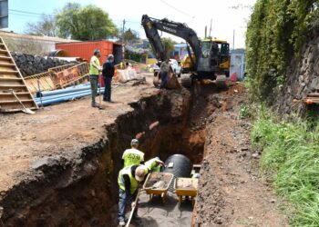 Estado de las obras de la calle El Sol cofinanciadas por Cabildo de Tenerife y Ayuntamiento de El Rosario