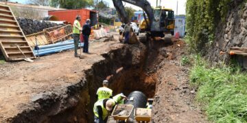 Estado de las obras de la calle El Sol cofinanciadas por Cabildo de Tenerife y Ayuntamiento de El Rosario