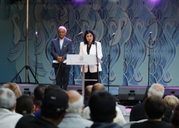 La alcaldesa, Carolina Darias, durante el pregón del Barranquillo de Don Zoilo