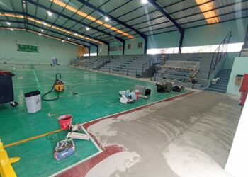 Trabajos de renovación del pavimento de la pista principal del Leoncio Castellano Tamaraceite