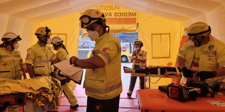 El SUC participa con un amplio dispositivo sanitario en el simulacro de erupción volcánica en Tenerife