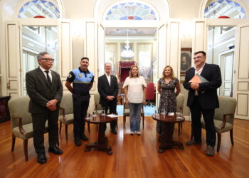 Un momento durante la grabación del videopodcast