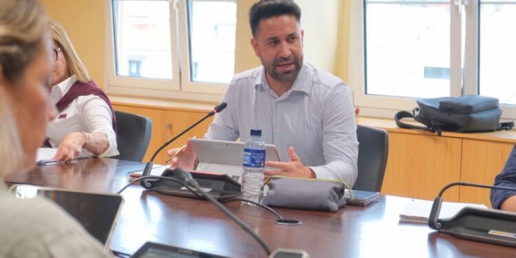 El concejal de Limpieza, Héctor Alemán, durante la Comisión de Pleno de Urbanismo y Desarrollo Sostenible