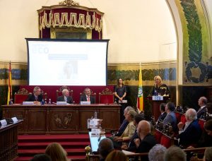 La consejera durante su intervención en la XIII edición de los Premios Fundación ECO