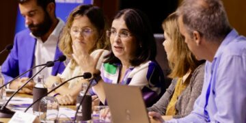 La alcaldesa, Carolina Darias, durante la inauguración del XV Congreso Canario de Derecho Urbanístico ‘Ciudades del siglo XXI’