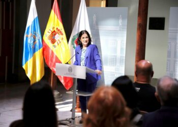 La alcaldesa, Carolina Darias, durante su intervención
