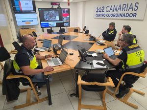 Sala de incidentes no rutinarios durante el simulacro de incendio forestal en Moya