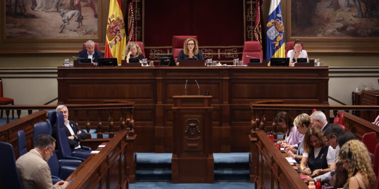 Un momento durante la lectura de la declaración institucional