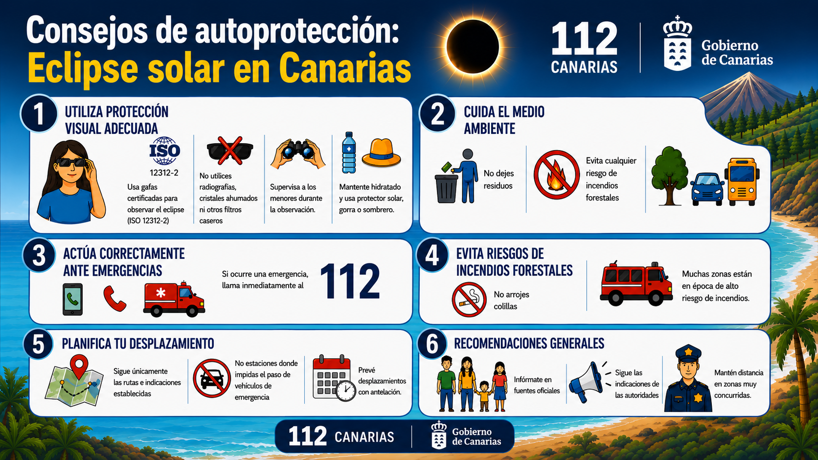 Consejos Autoprotección Eclipse en Canarias 2026
