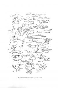 Firmas del manifiesto en 1976.