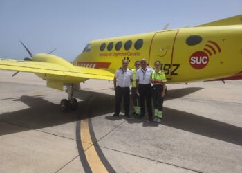 El avión medicalizado del Servicio de Urgencias Canario realizó 559 traslados en los seis primeros meses de 2026